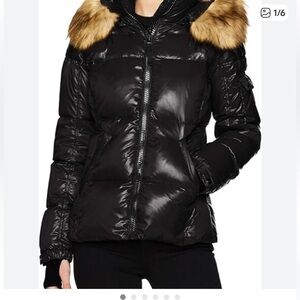 S13 New York Black Puffer Jacket with Faux Fur Detachable Hood size 10